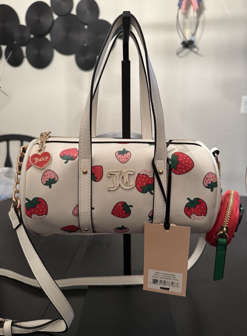NWT Juicy Couture White Strawberry Mini Barrel Bag